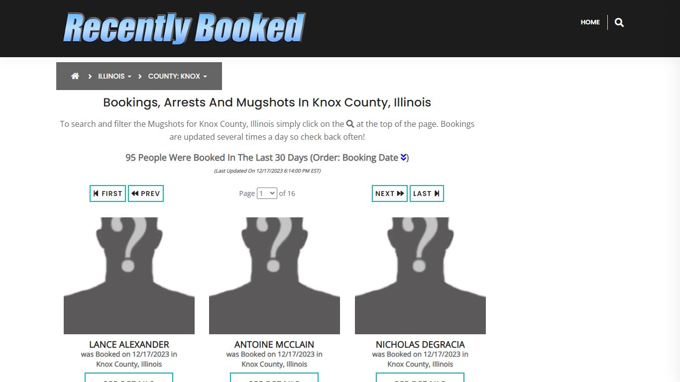 Recent bookings, Arrests, Mugshots in Knox County, Illinois